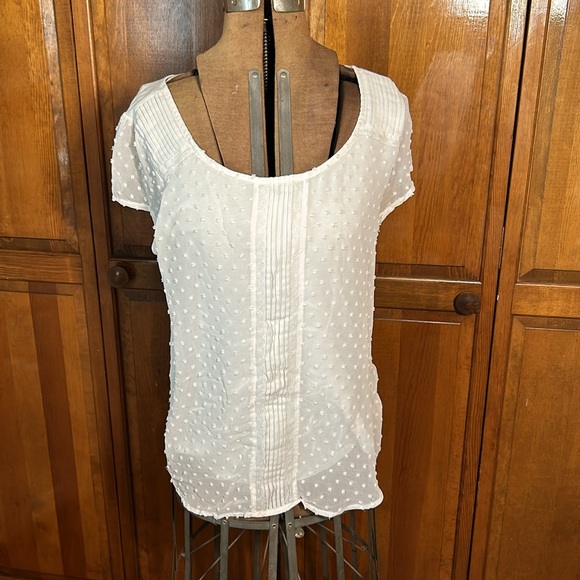 Lacy, frilly chiffon-like layered blouse with cap sleeves - Picture 2 of 9